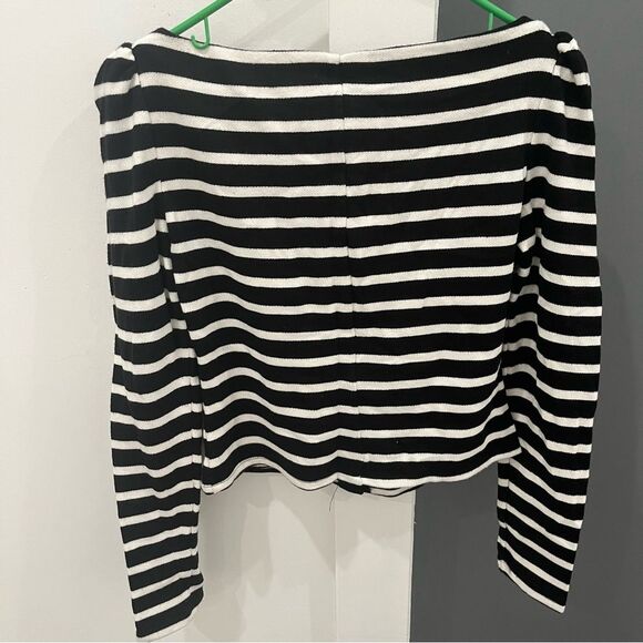 NEW Reformation Cardigan Sweater Black Striped Knit Top Lennox size M - Picture 6 of 7